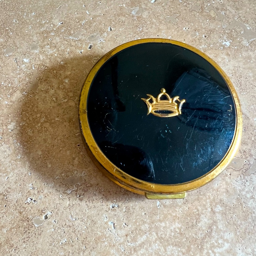 Vintage Gold & Black Tussy Compact Mirror 1950s